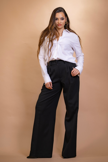 PANTALONI LARGI CU DOUA PLIURI